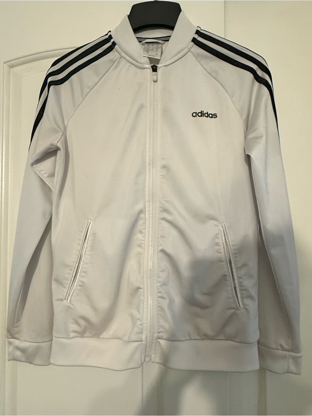 adidas White Track Jacket with Black Stripe Accents